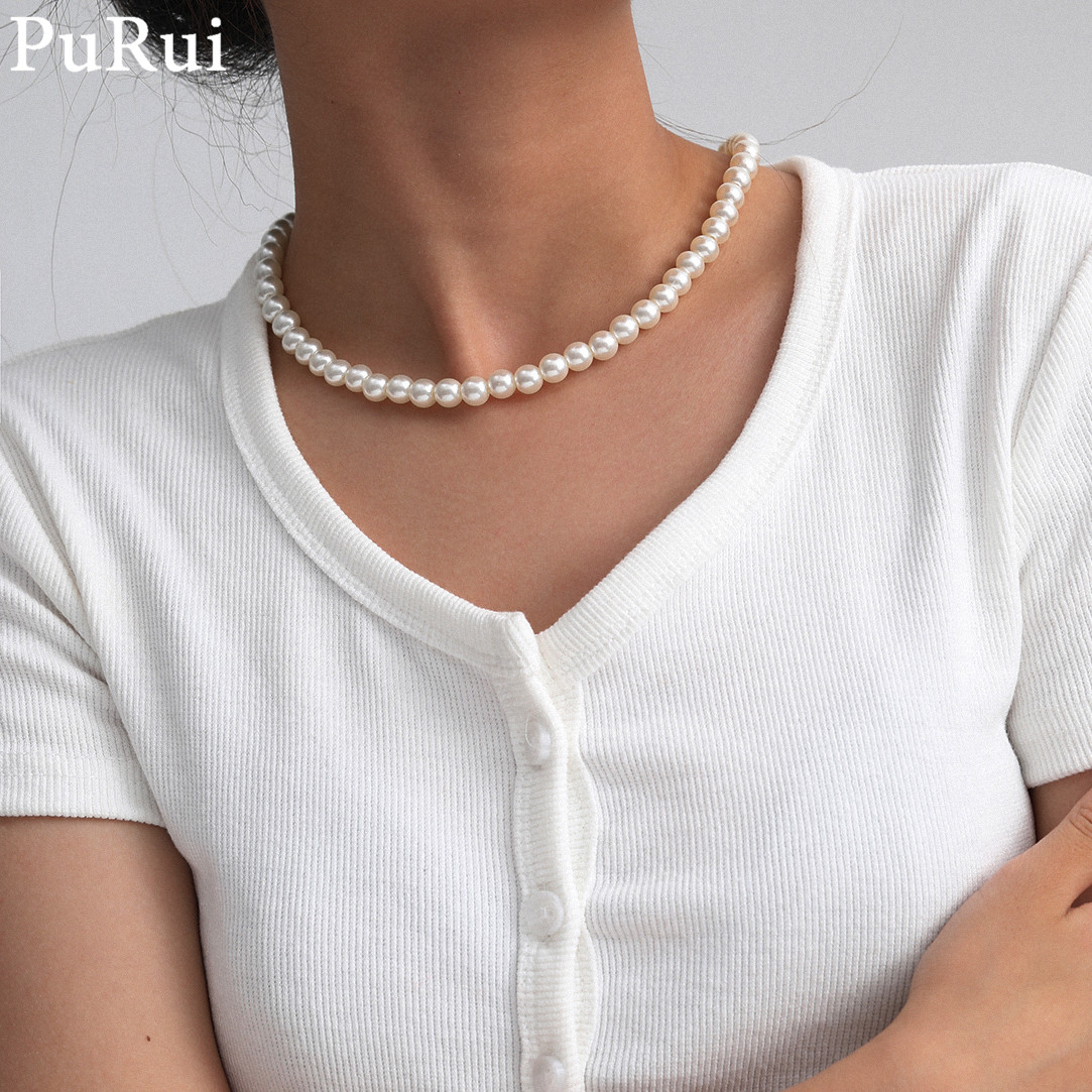 Pearl Choker Necklace Vintage - Minimalist ische Imitation Perle Choker Halskette