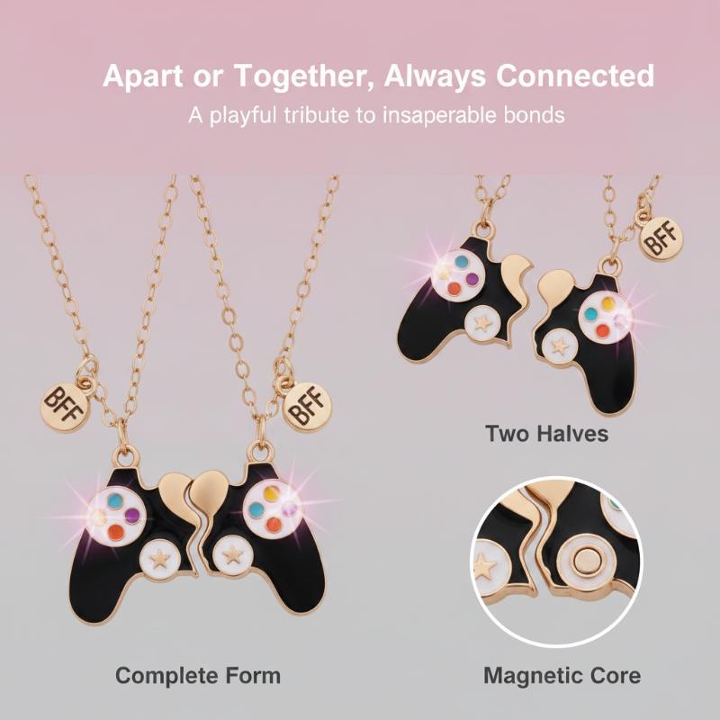 Magnetic Couple Matching Necklaces - 2 Stück Magnetische Spielcontroller-Paar-Halskette, süßer passender