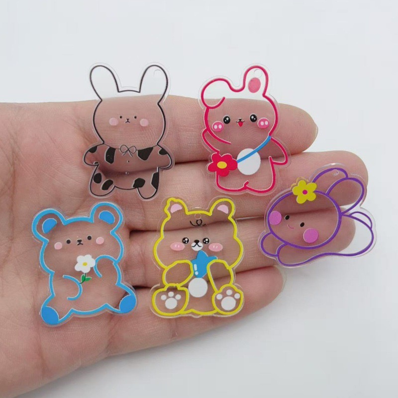 Earrings - 10 Stück transparente Acryl-Anhänger mit Cartoon-Teddybär,