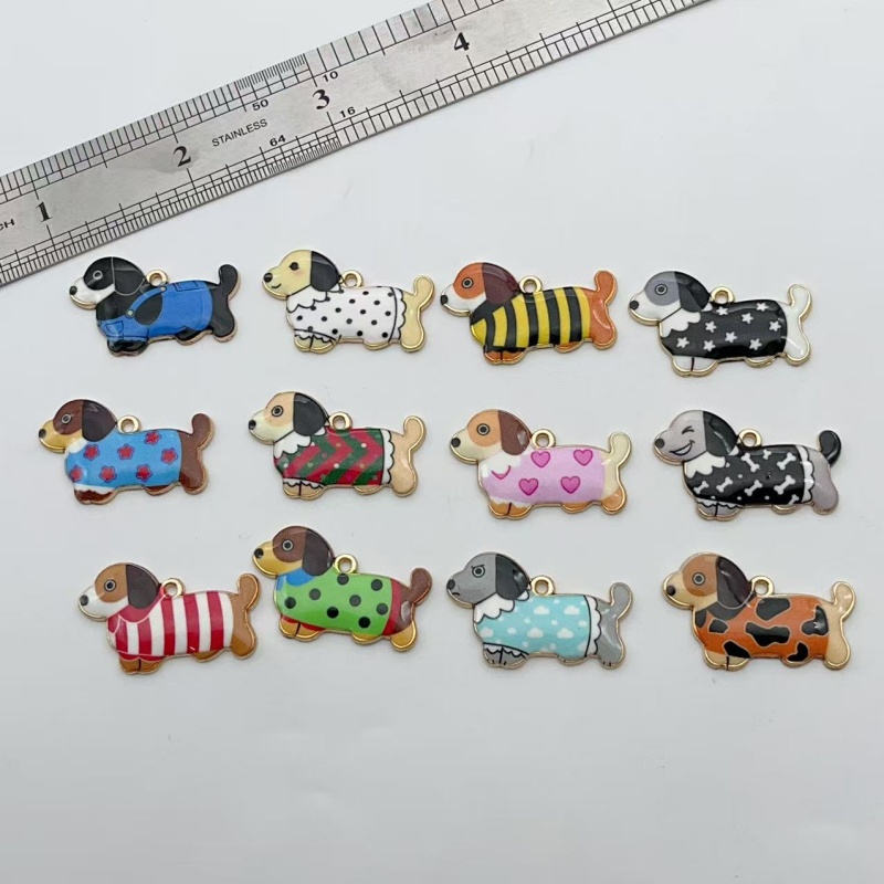 Earrings - 12 Stück Cartoon-Tier-Würstchen-Hund-Anhänger DIY Ohrringe Schlüsselanhänger
