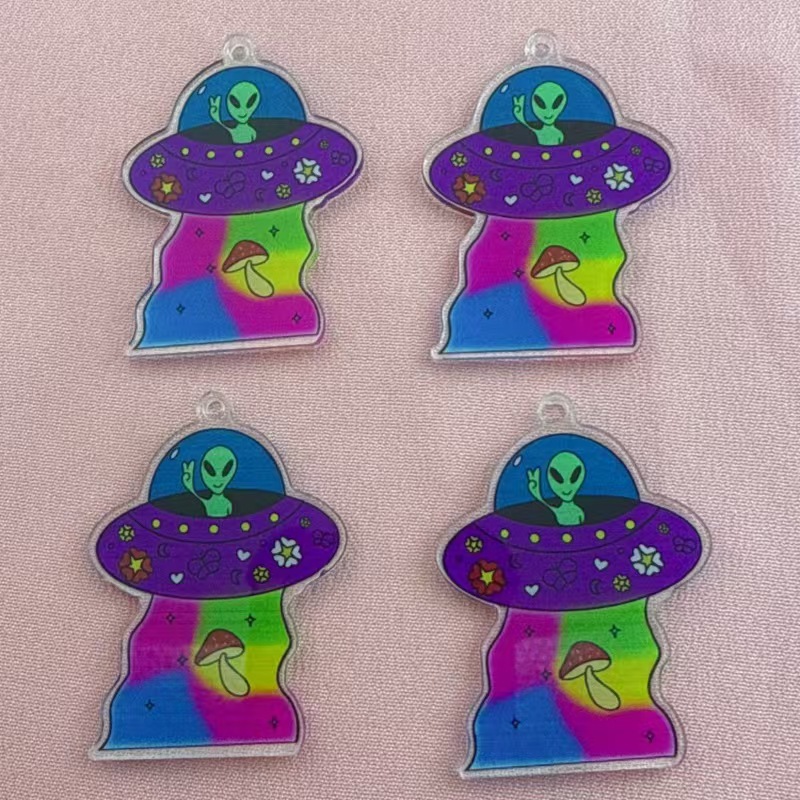 Earrings - 10 Stück Grenzüberschreitend Beliebte Lustige Acryl-Alien-Figuren-Anhänger