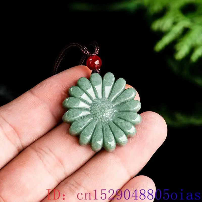 Necklaces - Grüne Jadeit Sonnenblume Anhänger Halskette Amulett