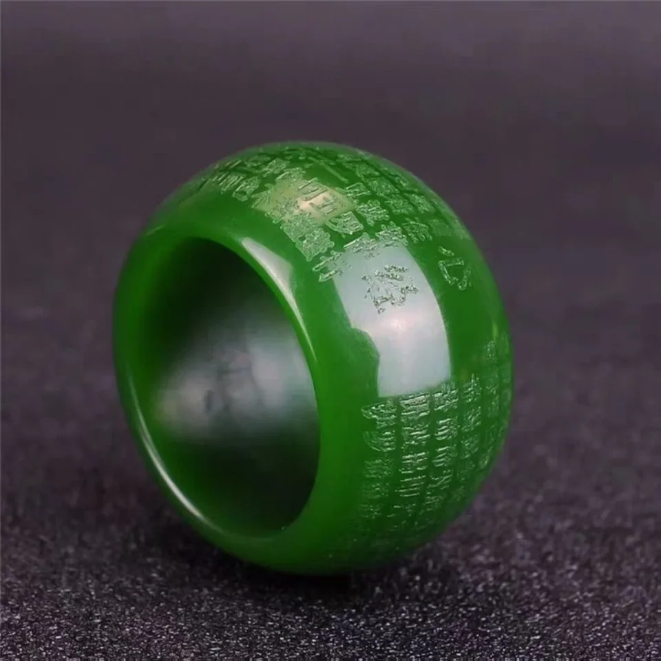 Rings - Natürlicher grüner Jade-Ring, 22 mm, Herz-Meridian-Jadeit,