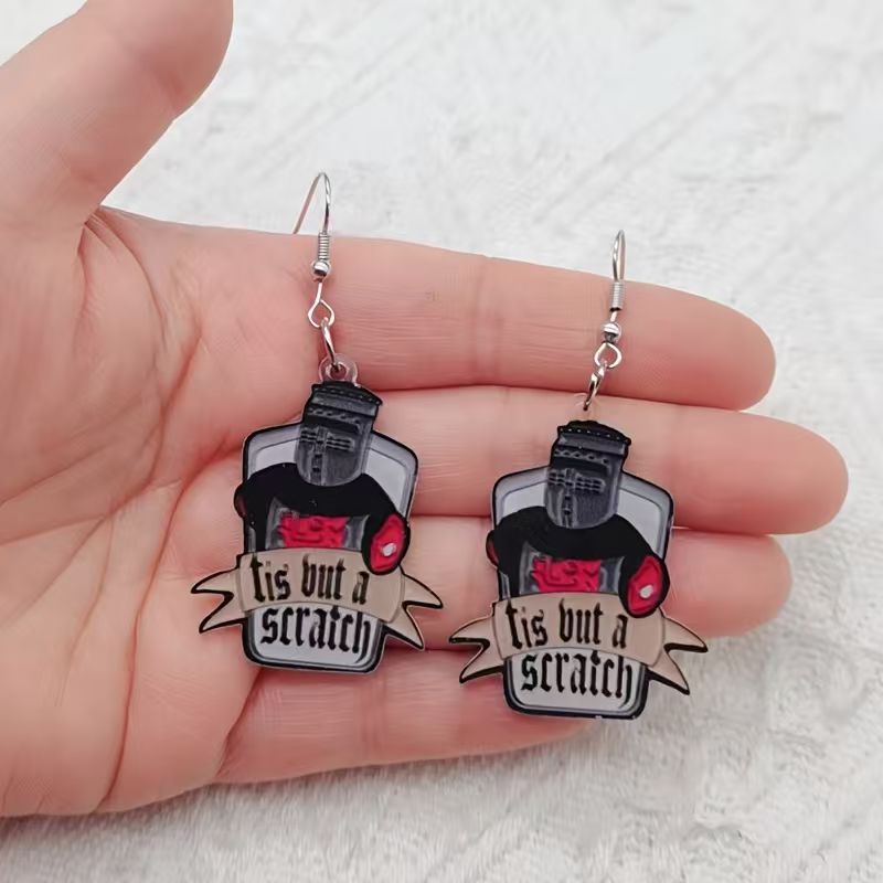 Earrings - 10 Stück Acryl-Ohrringe mit schwarz-weißem Zitat,