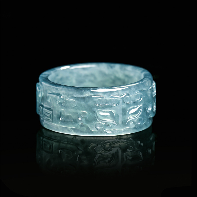 Rings - Myanmar Jadeit Taotie Ring Modeaccessoires Edelstein