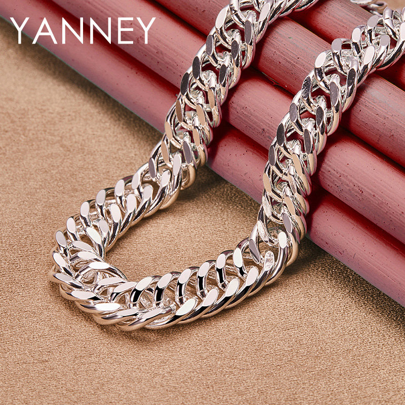 Cuban Link Chain 12Mm - 10 MM 925 Sterling Silber 20/24