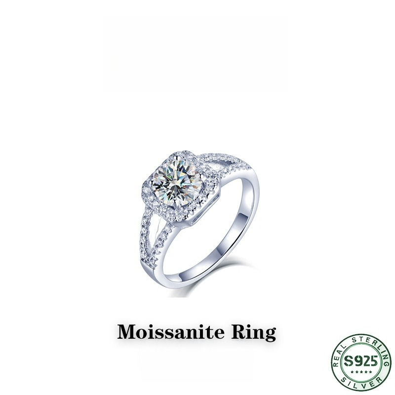 Moissanite Engagement Ring 1 Carat - Heiß begehrter 100% S925 Silber Super-Glitzer