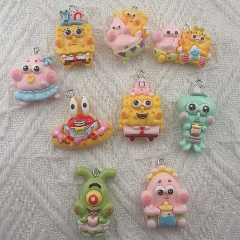 Earrings - 10 Stück Cartoon-Harzanhänger, DIY-Schmuckherstellung, Ohrringe, Schlüsselanhänger-Zubehör