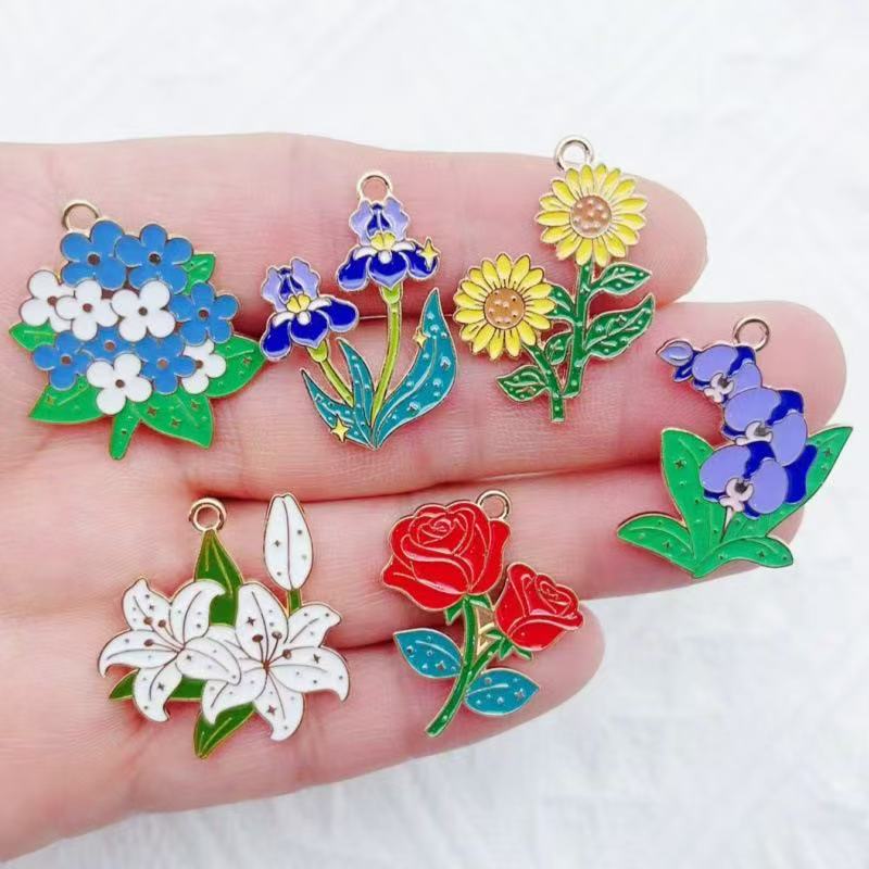 Earrings - 10 Stück Pflanzen-Blumenstrauß Sonnenblume Nelke DIY