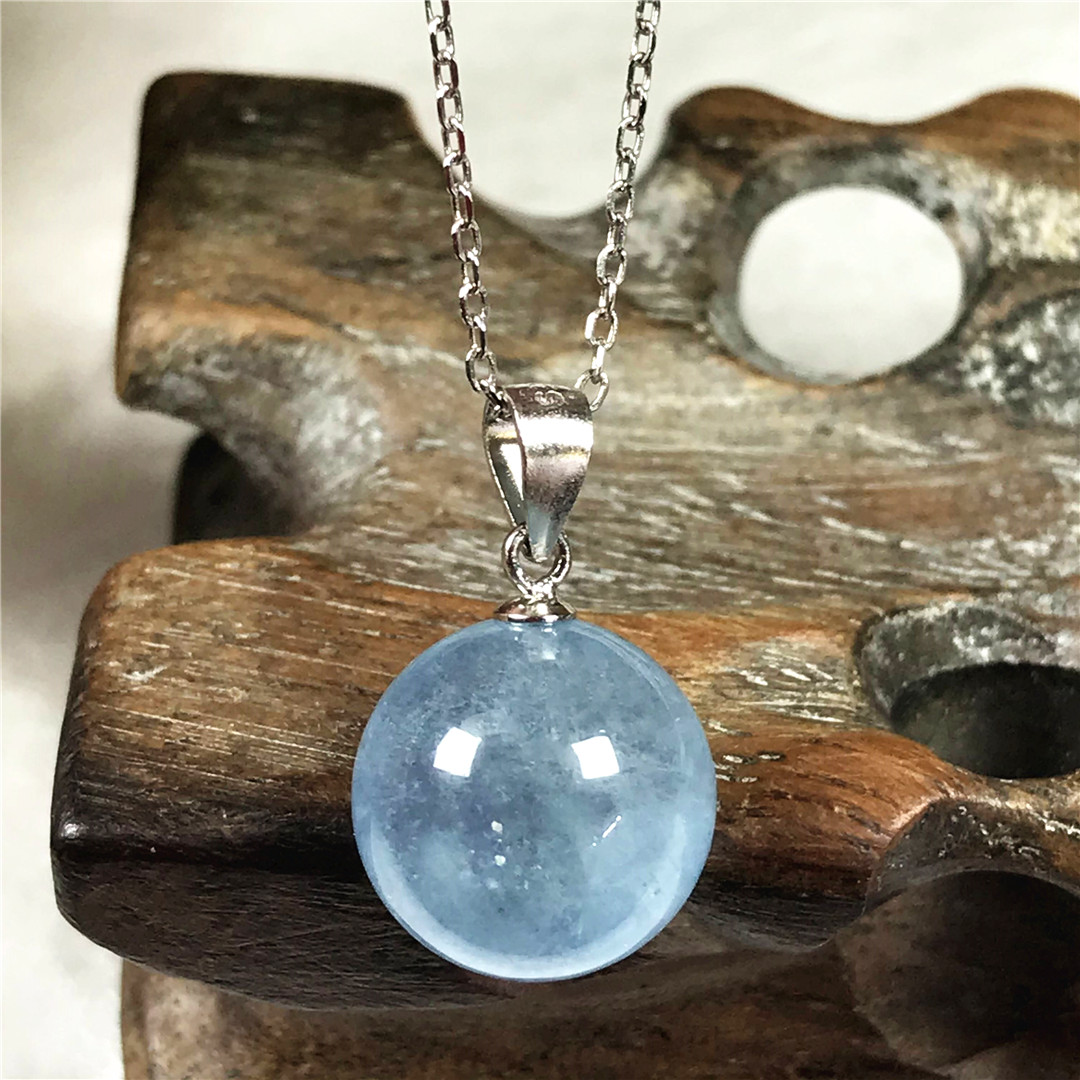 13mm Natürliche Blaue Aquamari – 925 Sterling Silver Chain Necklace Men Bewertung und Preis