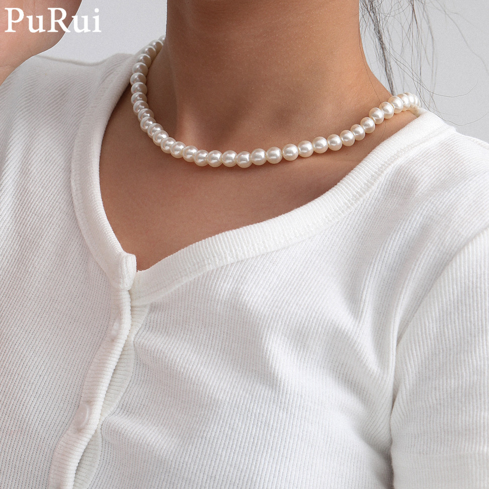 Minimalist ische Imitation Per – Pearl Choker Necklace Vintage Bewertung und Preis