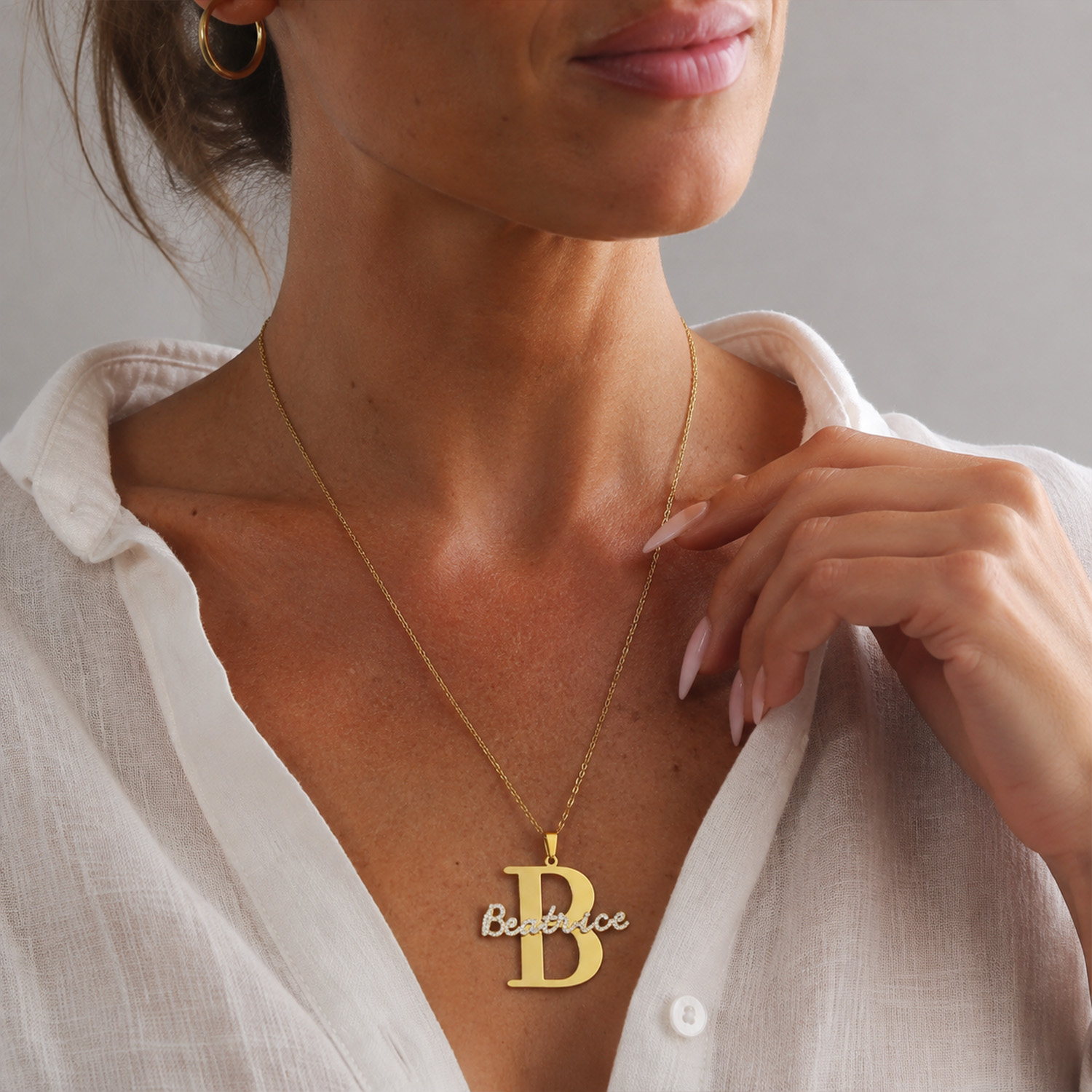 Qitian Maßgefertigte Diamant-I – Initial Letter Necklace 18K Gold Bewertung und Preis