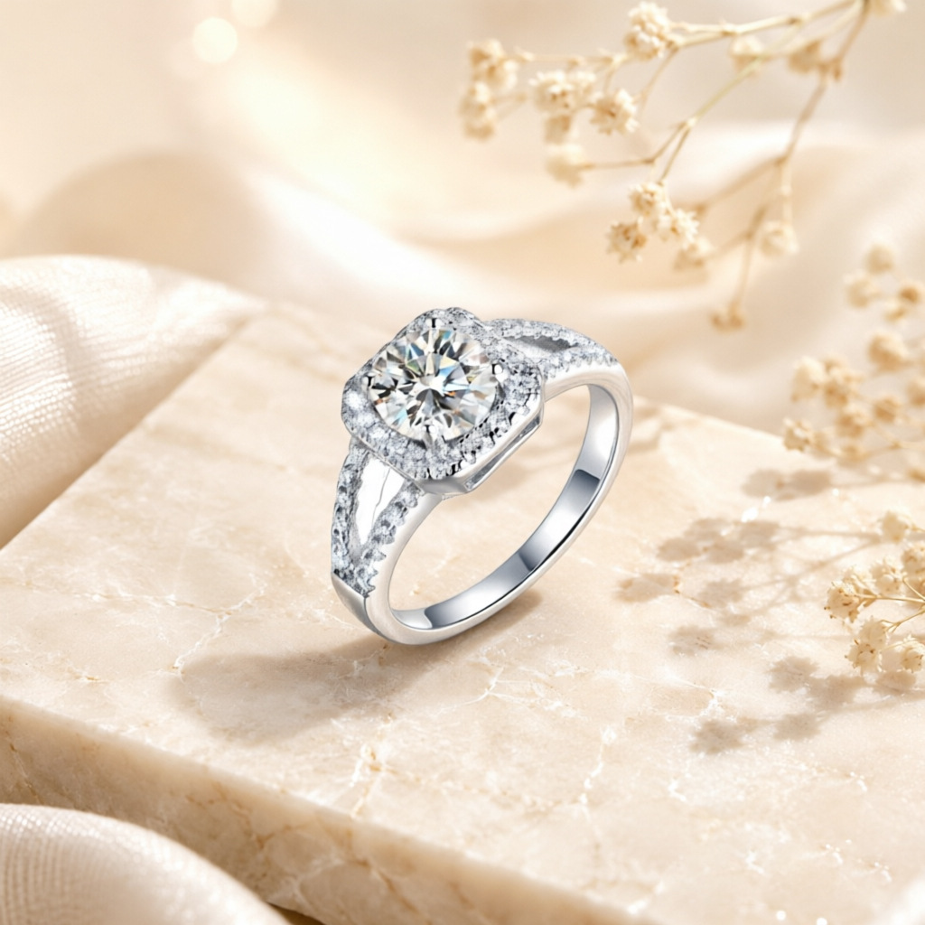 Heiß begehrter 100% S925 Silbe – Moissanite Engagement Ring 1 Carat Bewertung und Preis