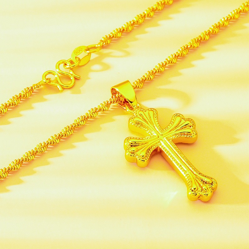 9999 24K Echtgold klassische K – Cross Pendant Necklace Gold Bewertung und Preis