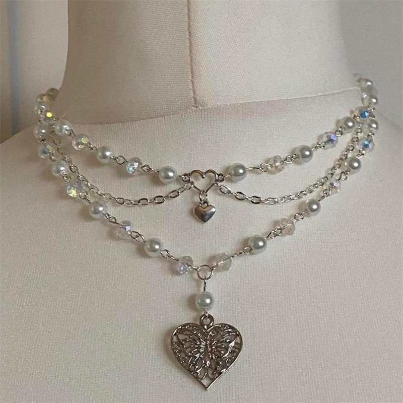 Schmetterling Herz Perlen Hals – Pearl Choker Necklace Vintage Bewertung und Preis